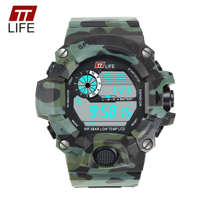 TTLIFE Men Camouflage Military Digital Watch LED Sports Minimalist Wristwatch Waterproof Shock Resistant Business Clock TS06 | Наручные