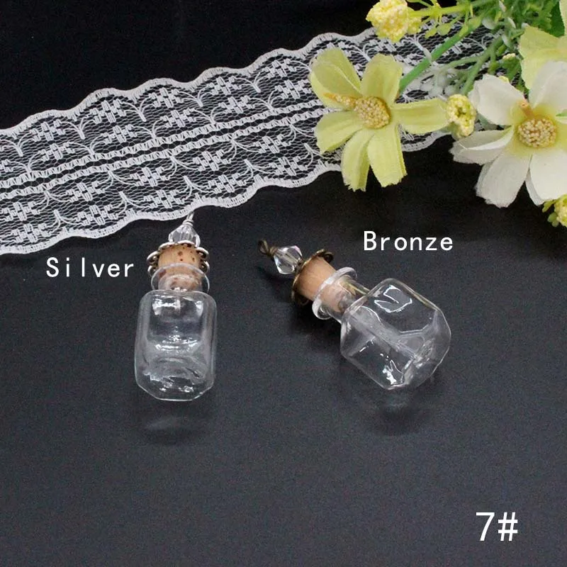 7-Silver 2 шт Бутылка желаний с винтажными пробками DIY бутылка желаний Diy ювелирные изделия ручной работы - Окраска металла: 7-Silver