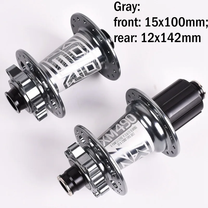 Koozer XM490 ступицы 4 подшипника MTB горный велосипед втулка QR 100*15 12*142 мм через 32 отверстия дисковый тормоз ступицы велосипеда 28 32 36 отверстий - Цвет: Gray 15x100 12x142mm