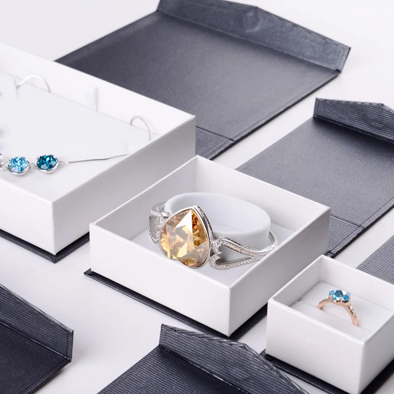 FANXI серебристо-серая бумажная коробка для ювелирных изделий с откидной магнитной подарочной коробкой картонное кольцо Ожерелье Браслет Упаковочная Коробка органайзер для ювелирных изделий
