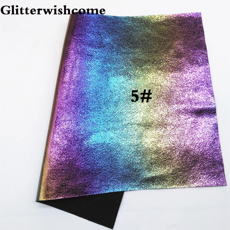 5 Glitterwishcome 21X29 см А4 Размер синтетическая кожа, переливчатая Радуга металлик искусственный из искусственной кожи Ткань Винил для бантов, GM072A - Цвет: 5