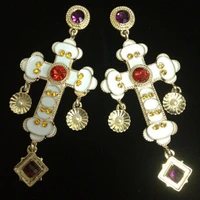 fashion show european style exaggerated retro big cross drop earrings for women jewelry dangle drop earrings