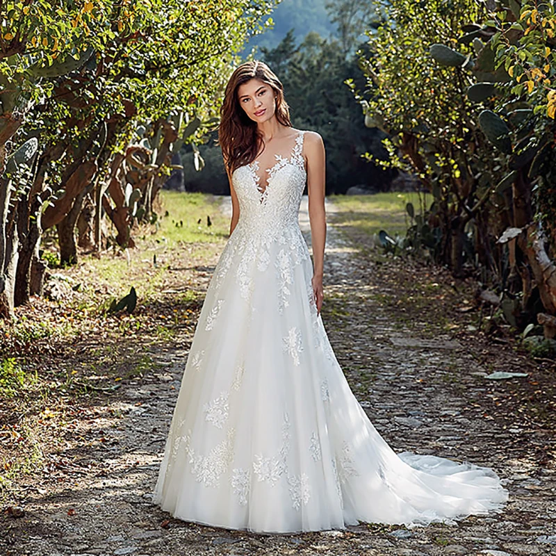 Белое свадебное платье LORIE 2019 А силуэта элегантное принцессы из тюля с