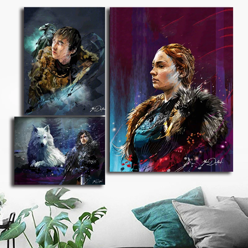 Картина из парусины с изображением драконов мамы Дейенерис Таргариен постеры и