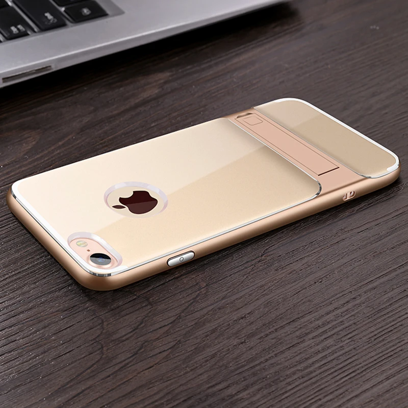 2 In 1 Transparent Case for iPhone 7 8 6 6s plus soft TPU + PC Back Cover with Bracket For iphone X 8plus 7plus 6plus 6splus | Мобильные