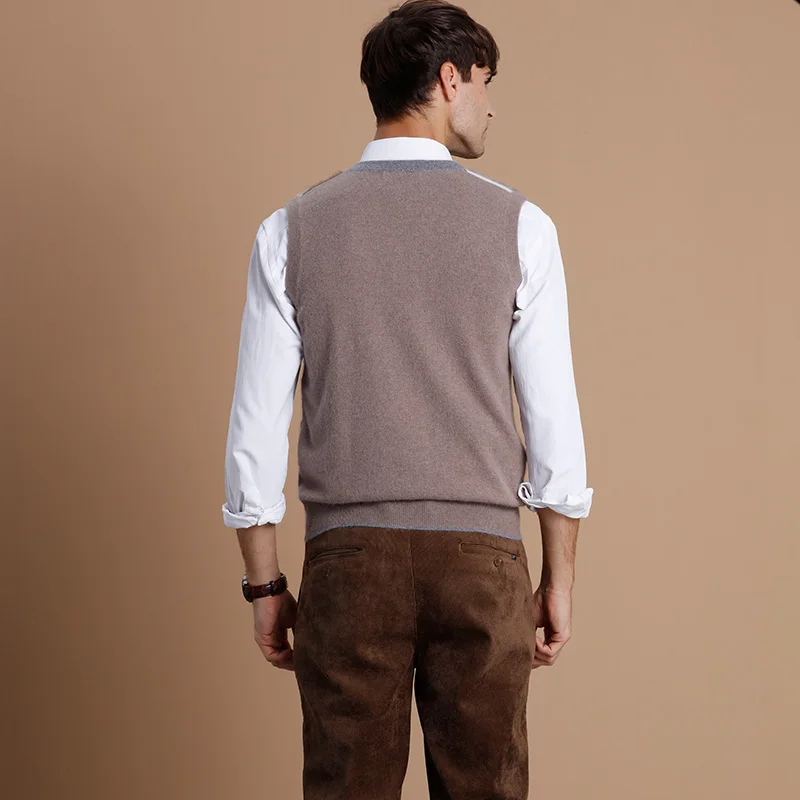 Жили Для мужчин Slim Fit Жилет вязать v-образным вырезом кашемировый свитер