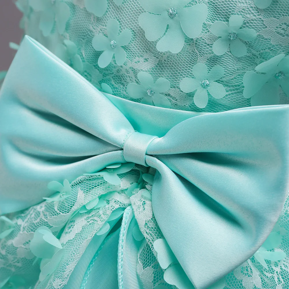 Летнее кружевное платье принцессы с бисером свадебное для вечеринки детское