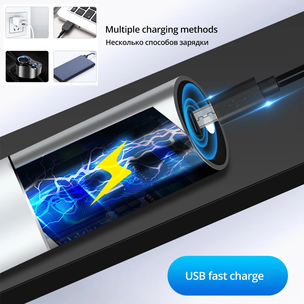 USB Перезаряжаемый простой Креативный светодиодный фонарик из алюминиевого сплава, 3 режима освещения, расстояние освещения 200 метров