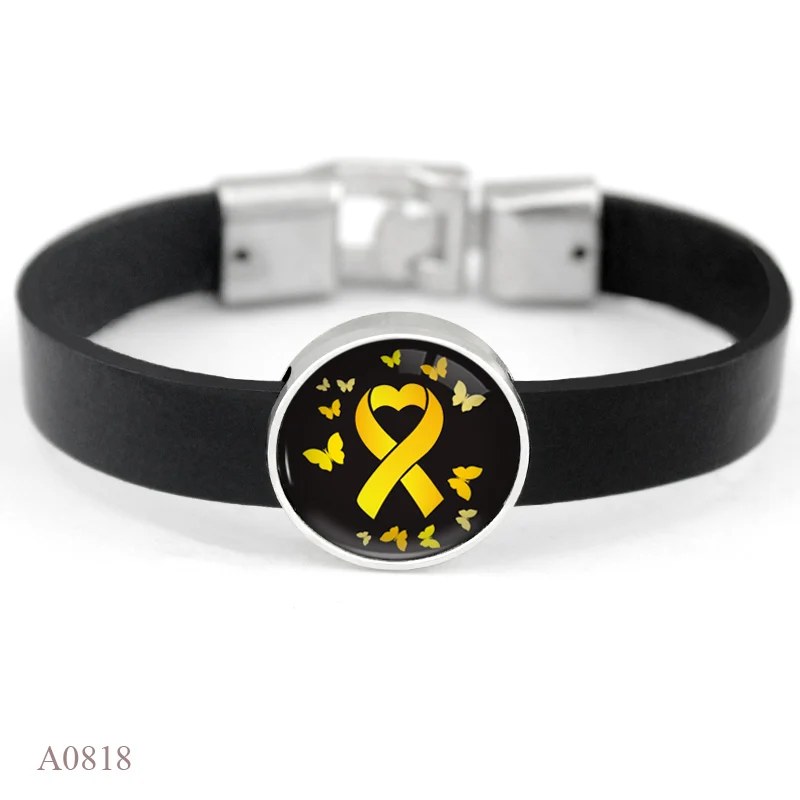 Мужские черные кожаные браслеты для женщин с единорогом небулой лейкемией СДВГ