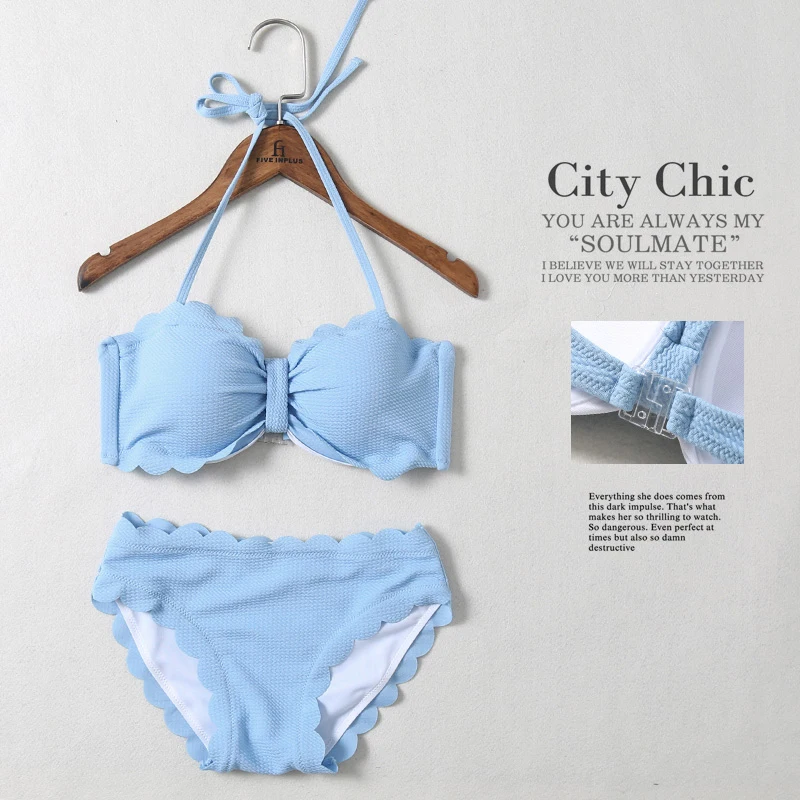 Сексуальный женский купальник с волнистым краем новый черный пуш ап из двух