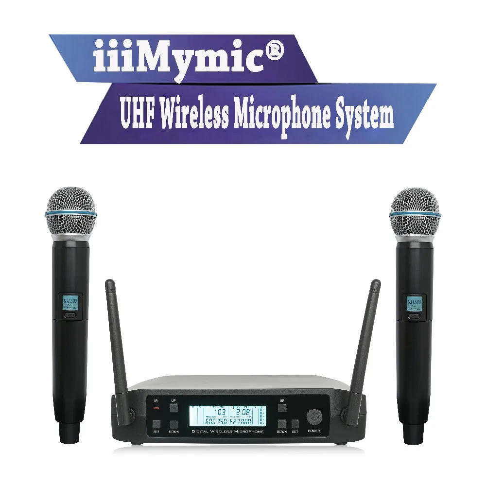 Iiimymic BK-D220! Мини Размер Pro UHF микрофон системы беспроводной Профессиональный двухканальный частоты Регулируемый для караоке