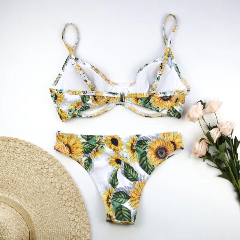 Женский купальник с пуш апом и бюстгальтером бикини купальный костюм