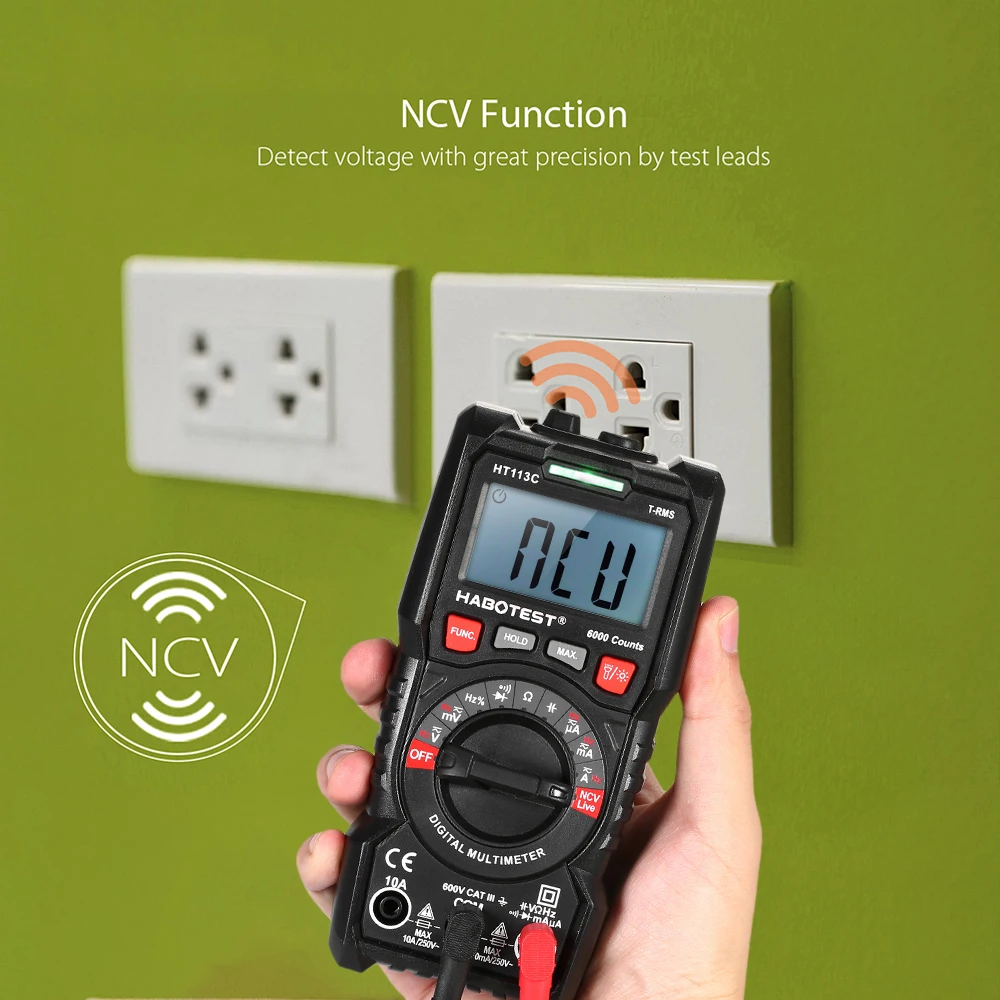

KKMOON Portable Digital Multimeter Backlight AC/DC Ammeter Voltmeter Ohm Tester Meter HT830L Handheld LCD Multimetro