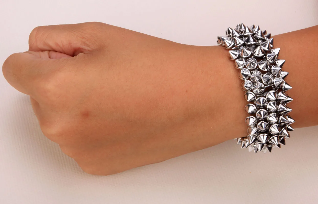 Spike stretch bracelet ring sets antique gold silver color hiphop jewelry gifts for women B19 wholesale dropshipping | Украшения и