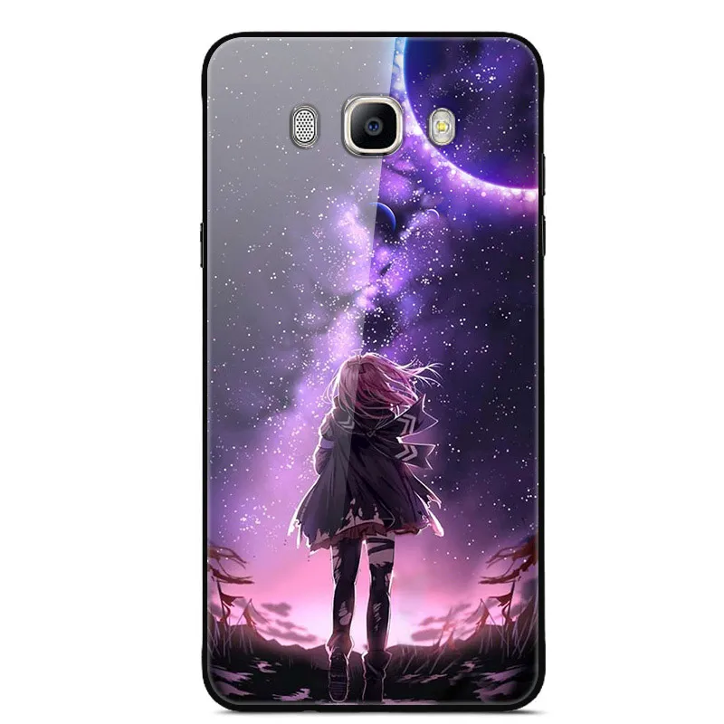 Для samsung Galaxy J7 J710 чехол из закаленного стекла с изображением планеты и космоса, стеклянный чехол для задней панели, чехол для samsung J7, J710 Capa