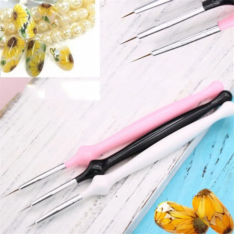 

3 Pcs/Set Professional Gel Liner Brush Set Painting Acrylic Pen Gourd Handle Nail Art Brush