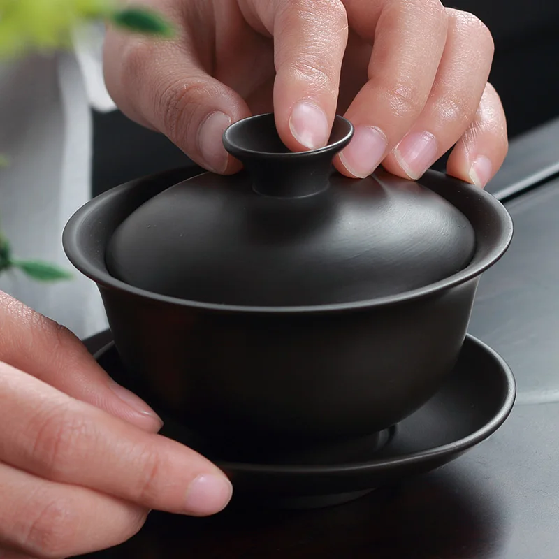 150 мл Подлинная исинская фиолетовая глина Gaiwan натуральная сырая руда черная