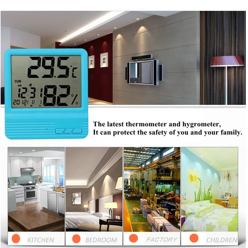 Digital LCD Square Thermometer Hygrometer Baby Smile Crying Face Humidity Meter Weather Station Tester Temperature clock 40% OFF |