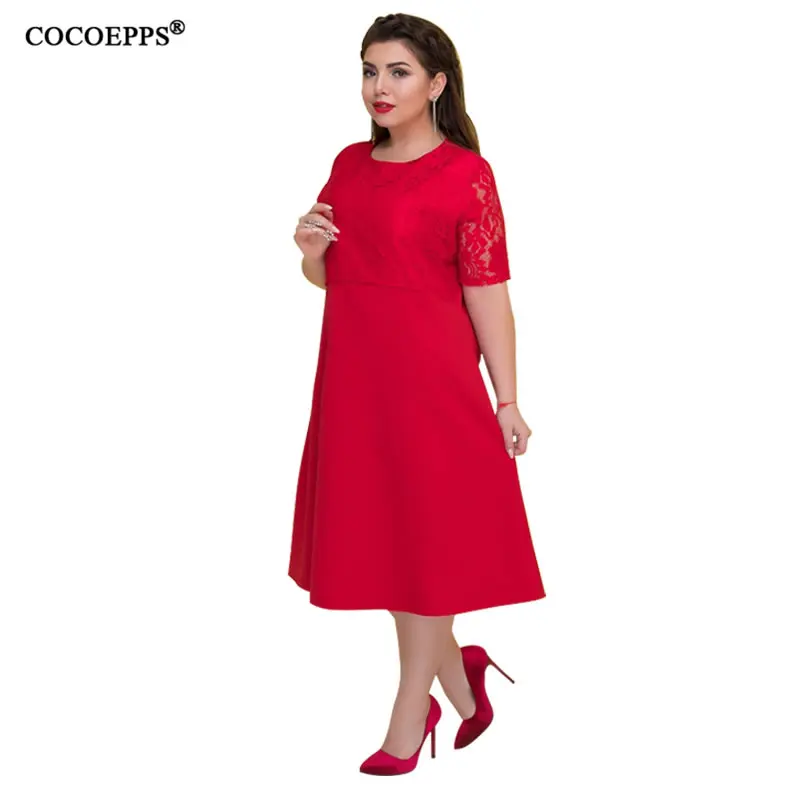 Женское платье туника COCOEPPS Кружевное облегающее большого размера на осень и лето