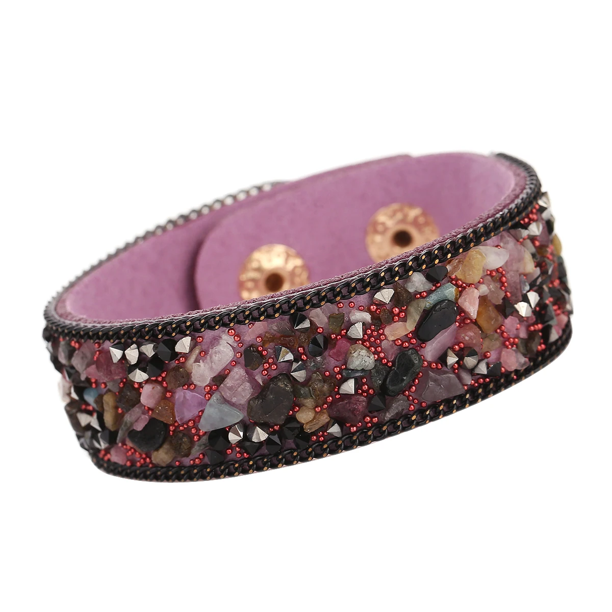 h Pulseras mujer moda Модный женский кожаный браслет с камнями Браслеты Женские ювелирные аксессуары дешевая цена - Окраска металла: h