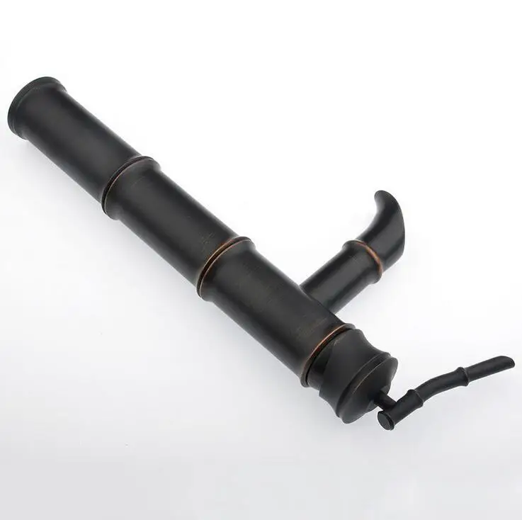 Черный смеситель для раковины в античном медном бамбуковом стиле ретро с одним