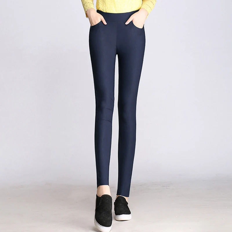Штаны яркого цвета женские высокие эластичные леггинсы 2019 черные синие белые