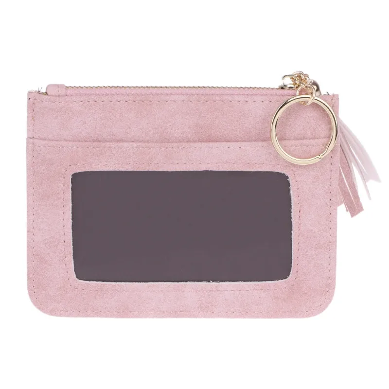 pink Мини-кошелек для монет из искусственной кожи мини-кулон с кисточкой женский Дамский держатель для карт кошелек Чехол - Цвет: pink