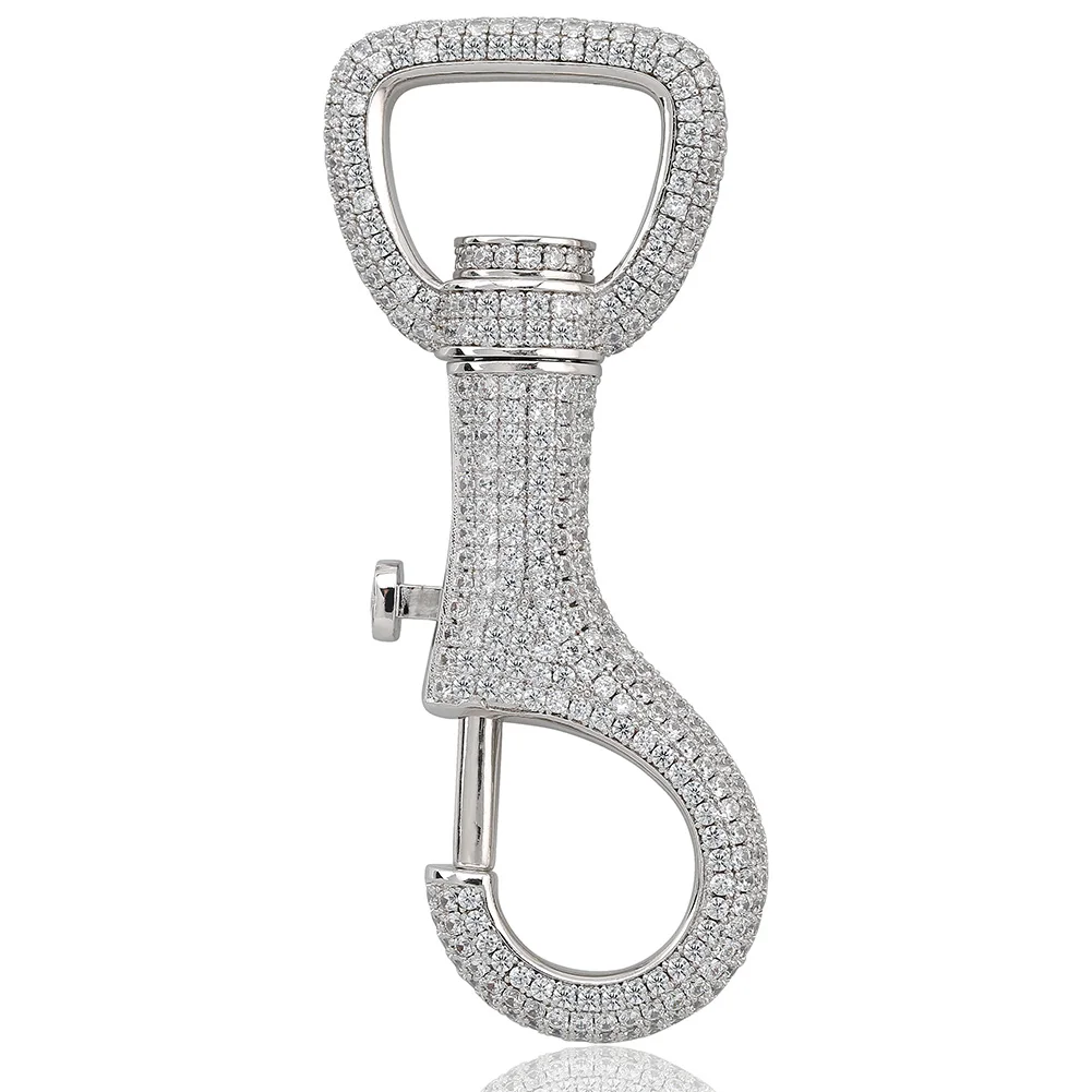 Gucy Iced Out карабинный ключ цепь золото серебро цвет хип хоп украшения CZ Ювелирные изделия твердые для мужчин цепочка для ключей в подарок - Цвет: K19010002-S