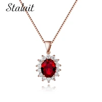 princess kate gold red crystal pendant necklace shining red crystal pendant necklace genuine cz zircon flower shaped necklace