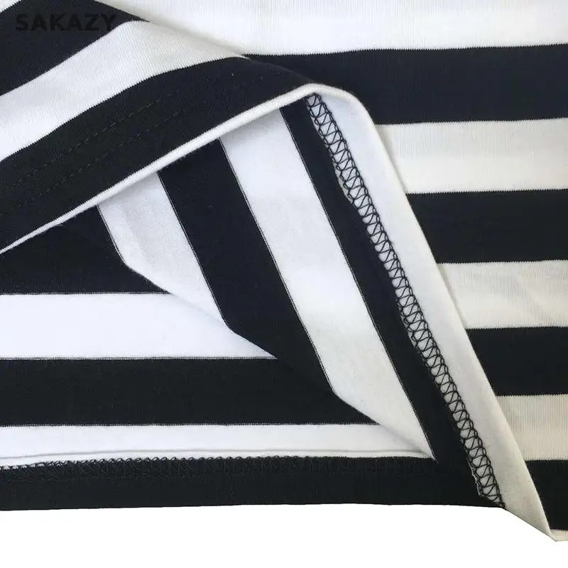 2018 Sakazy для женщин летнее платье с коротким рукавом на каждый день в черно белую
