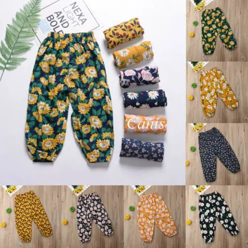 Pudcoco новинка 2019 новые свободные дышащие штаны с цветочным принтом для маленьких