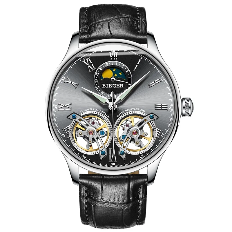 Часы скелетоны Мужские механические водонепроницаемые с сапфировым