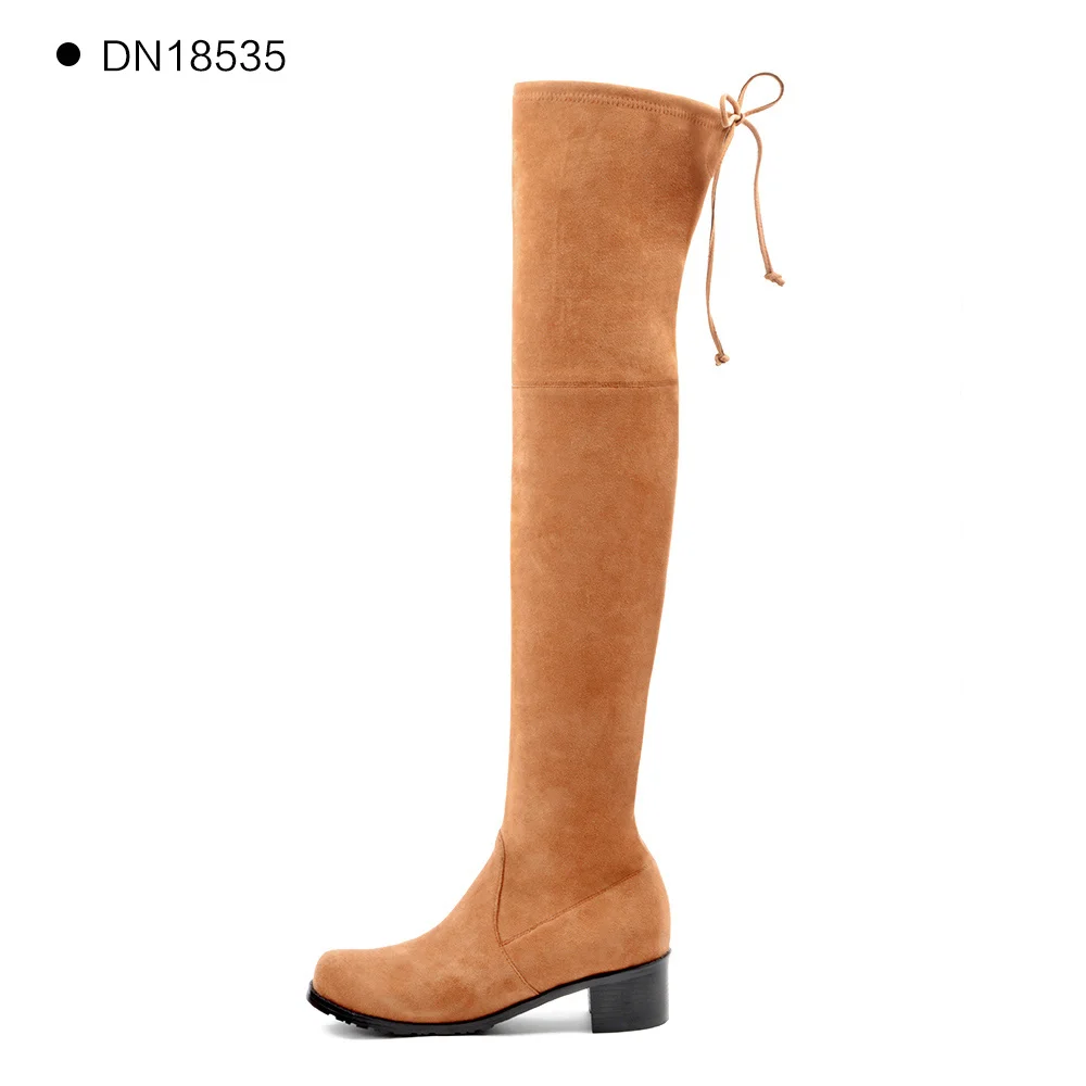 Caramel DN18535 Donna-in/распродажа; женские высокие сапоги; сапоги до бедра; Черные Сапоги выше колена; пикантная модная обувь на шнуровке с пряжкой - Цвет: Caramel DN18535