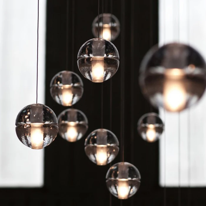 Bi Hudson modern minimalist creative LED bar restaurant project BOCCI magic crystal ball single head chandelier|ball sound|ball flipball football |