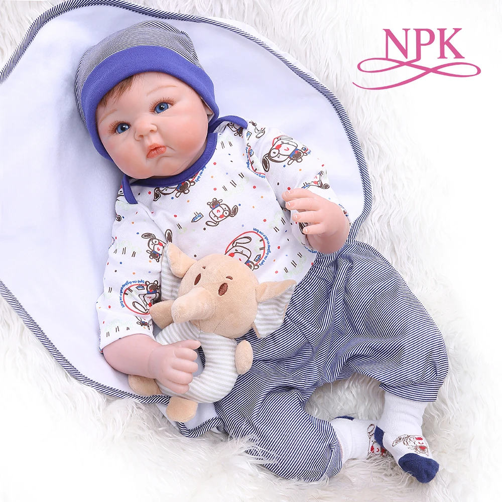NPK 55 см Новорожденный bebe realitic reborn baby doll реалистичные мягкие силиконовые настоящие Утяжеленные Волосы на теле
