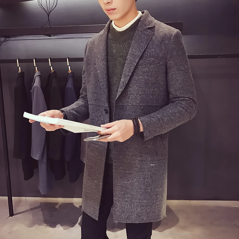 Новинка 2017 зимнее Стильное мужское шерстяное пальто высококачественное модное
