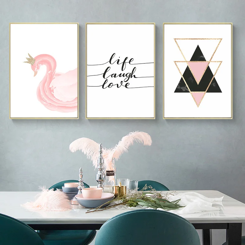 Минималистичный геометрический плакат и принт лебедь картина для гостиной