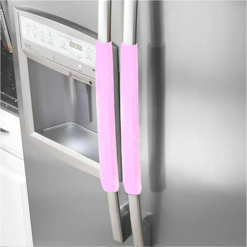 Pink 2 шт. практичный холодильник Дверная ручка Крышка золотой бархат ткань кухонный прибор декоративные ручки противоюзовый протектор перчатки - Цвет: Pink