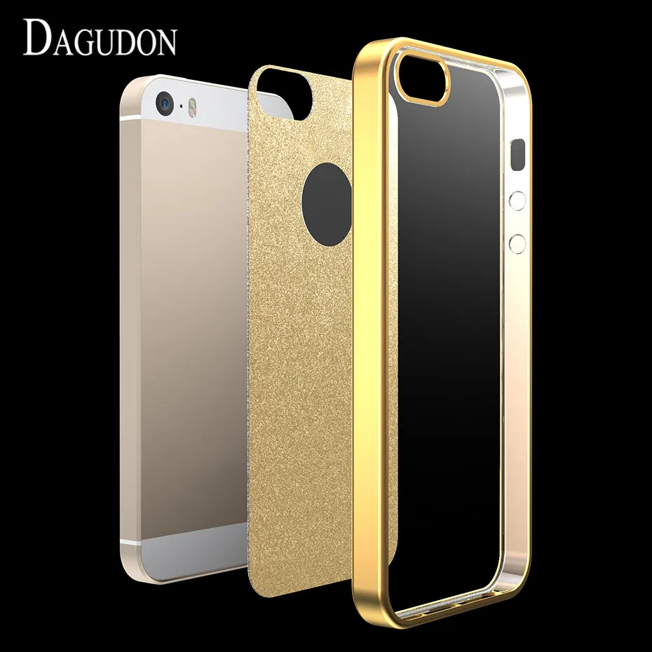 DAGUDON Luxury Bling Glitter Case For Apple iphone 5S Soft Silicone Cover iPhone 5 Transparent Plating |