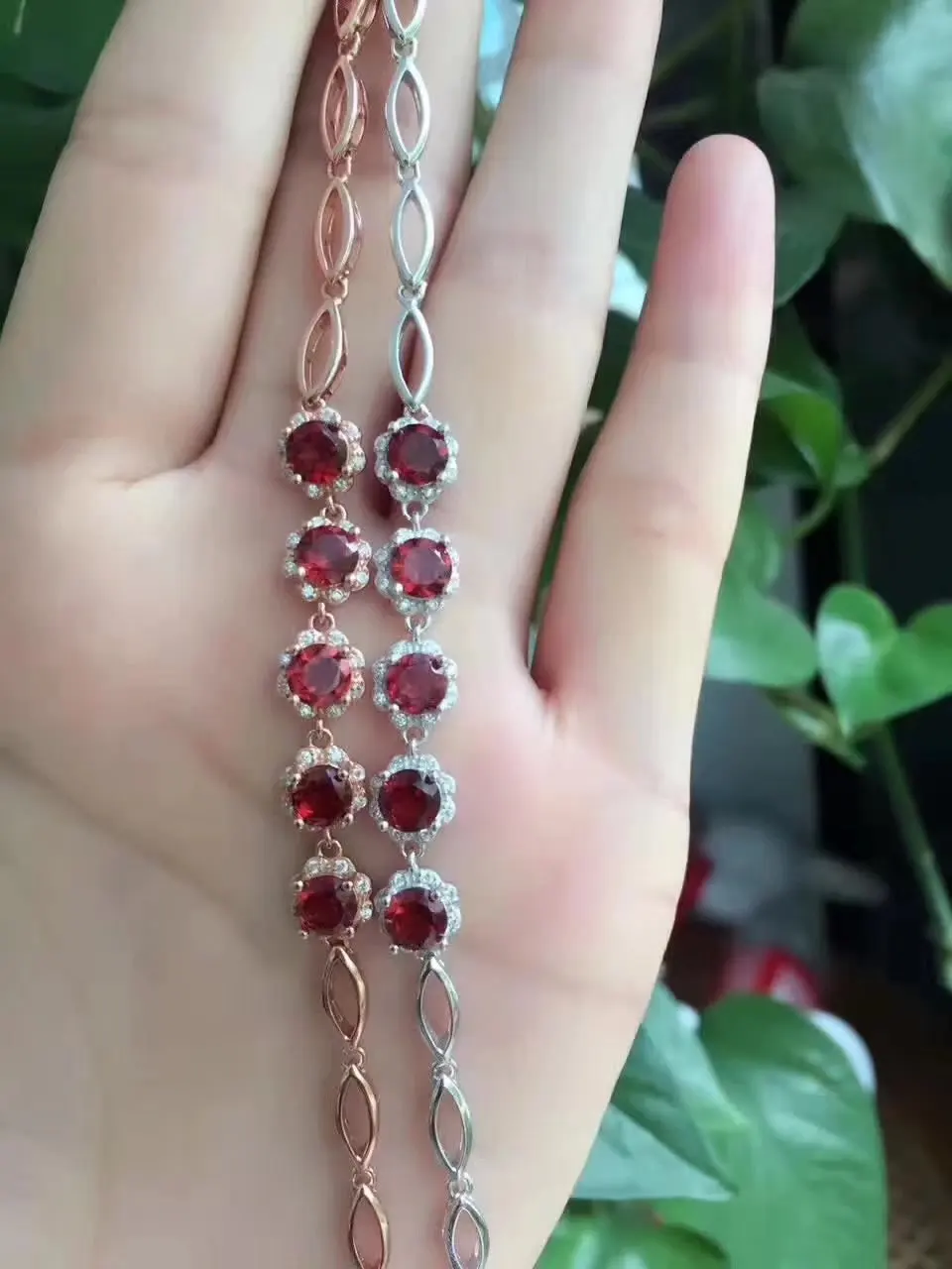Fidelity natural 5mm Mozambique garnet Bracelets s925 sterling silver Brilliant fine jewelry for women red gemstone | Украшения и