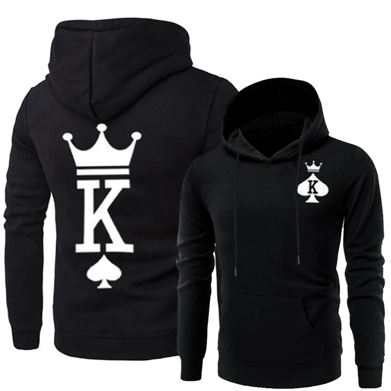 Queen KING с принтом, с капюшоном, с длинным рукавом, для пары, топ, модный, стиль, повседневная женская футболка, с буквенным принтом, король, королева, с длинным рукавом, рубашка для женщин