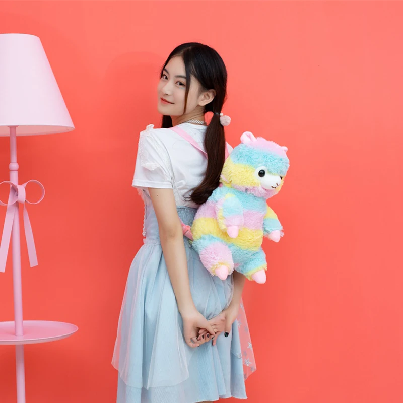 40 см аниме Радуга Альпака Kawaii плюшевый рюкзак маленькая девочка школьная сумка Красочные куклы ламы детские игрушки Детский подарок на день рождения