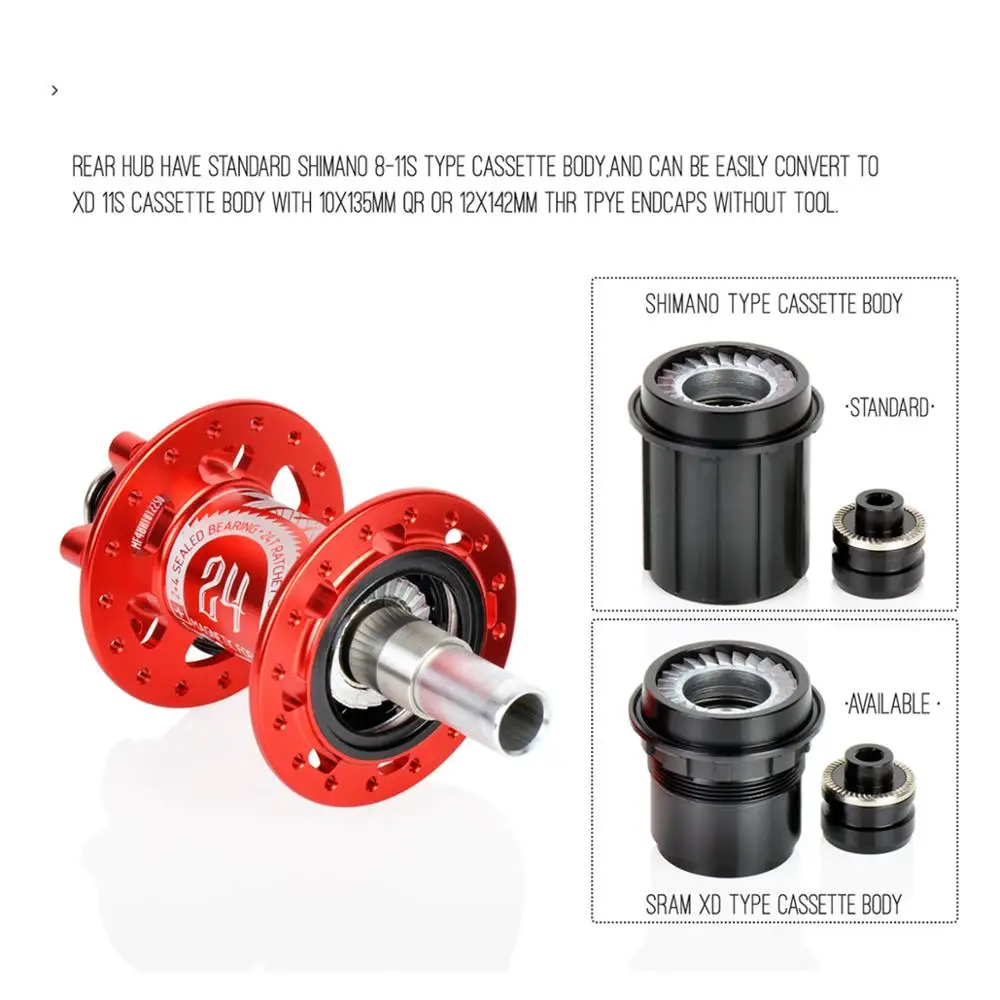 KOOZER MF480 передняя, Задняя Ступица набор 2/4 подшипники 24T трещотка 32 отверстия быстросъемные через ось горный велосипед ступицы для XD