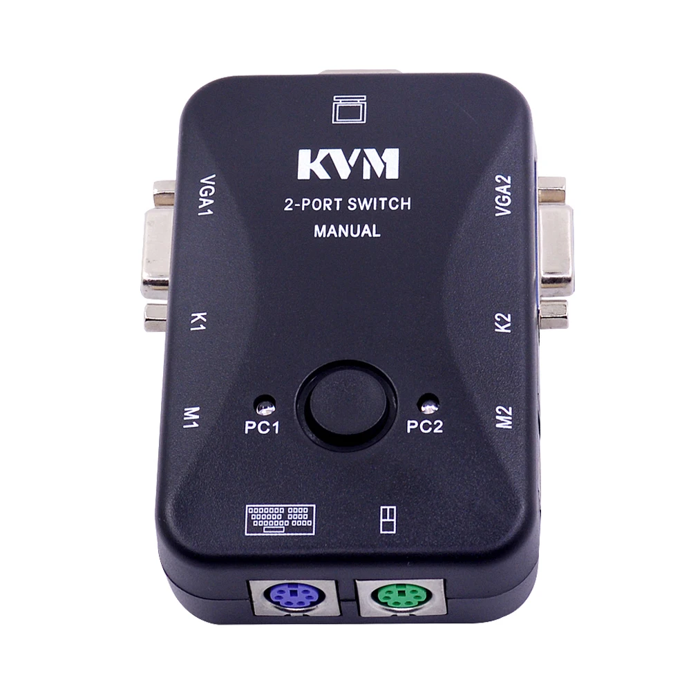 2 порта PS/2 KVM переключатель VGA SVGA разветвитель Box контроллер для клавиатуры мышь