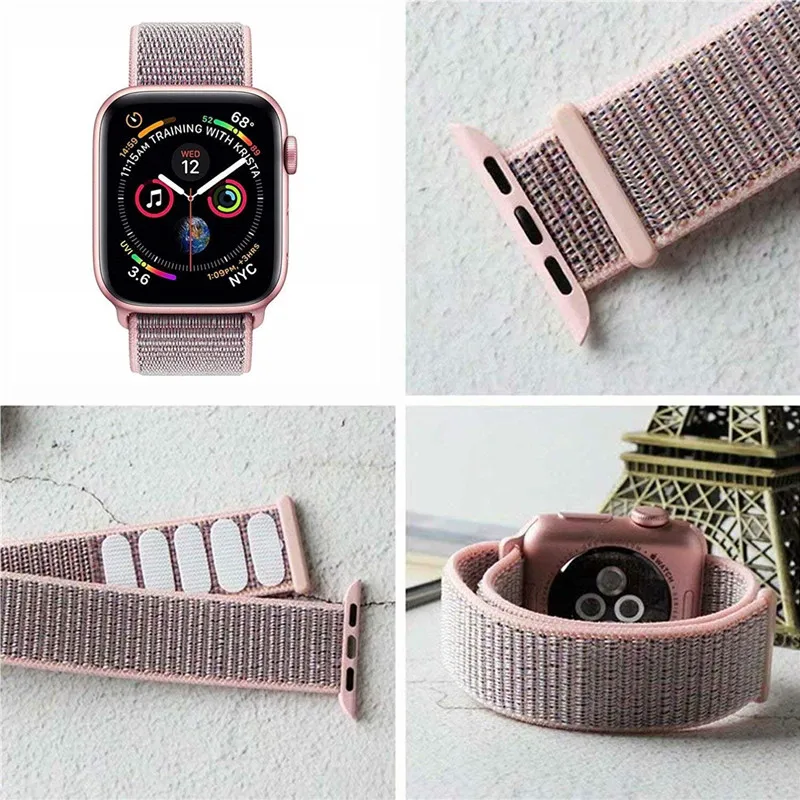 Нейлоновая петля, ремешок для Apple Watch, ремешок 44/42/40/38 мм Спортивная дышащая correa в едином положении во время занятий легкой атлетикой, браслет на запястье для наручных часов Iwatch, 4/3/2/1 аксессуары