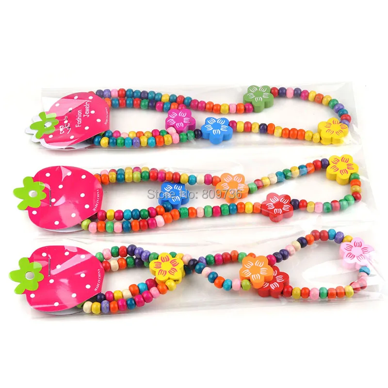 Детский комплект украшений для детей ручной работы деревянные бусы