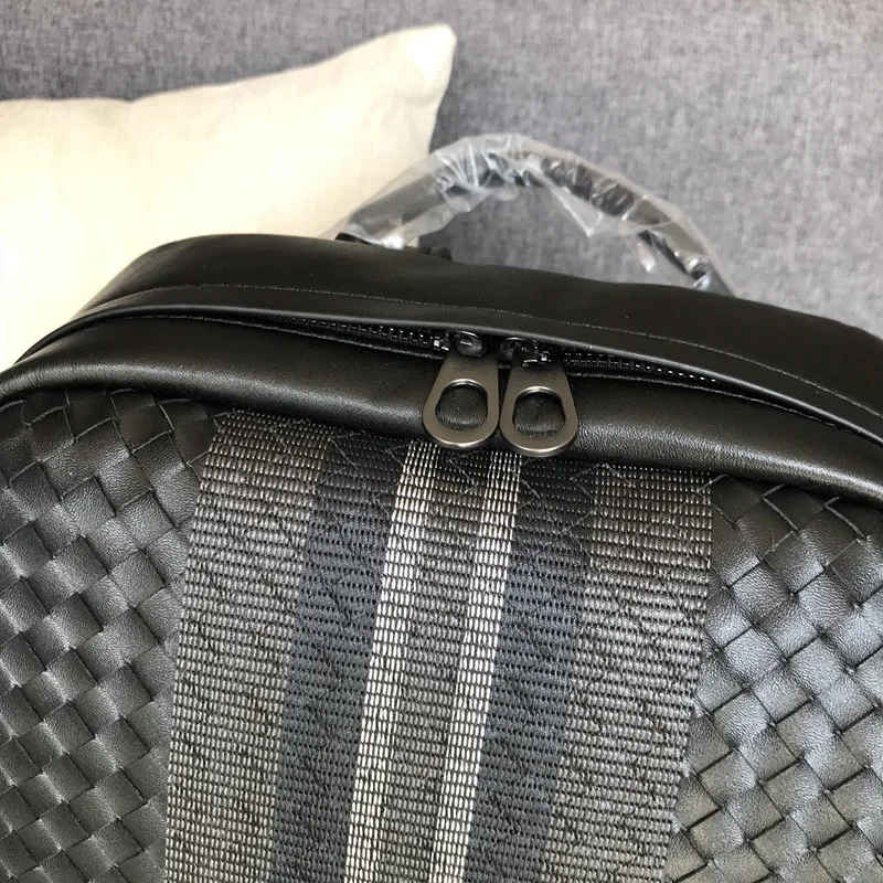 Kaisilidi кожаный рюкзак с вышивкой Вязаная мужская сумка двойная через плечо