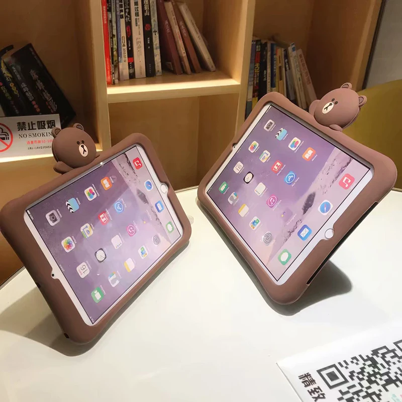 Чехол-подставка для ipad air 2 3 9 7 2017 2018 силиконовый чехол с мультяшным медведем pro 10 5