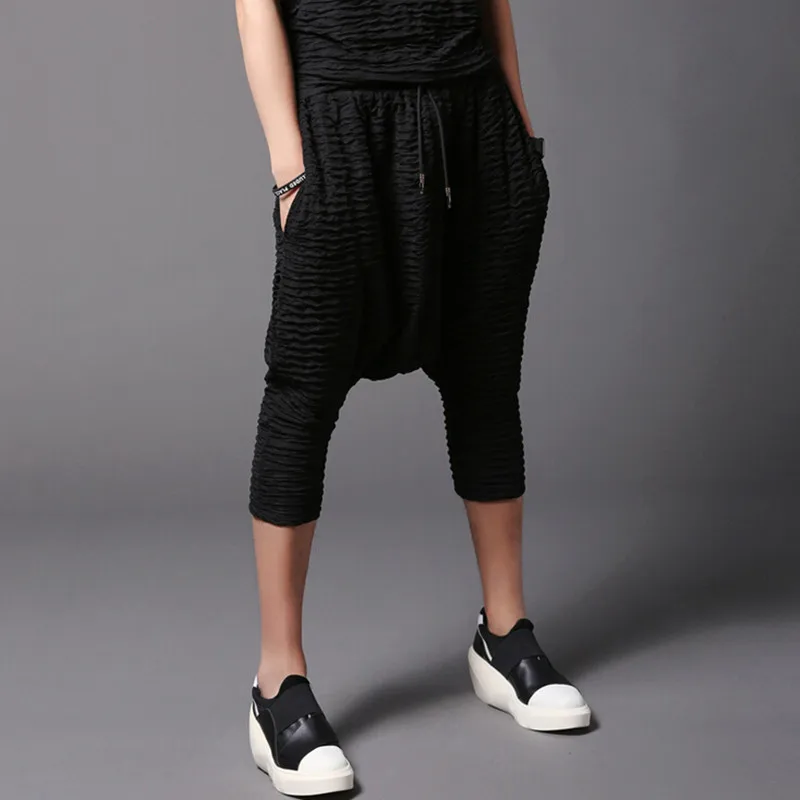 Брюки мужские винтажные для ночного клуба эластичные шаровары в стиле хип-хоп