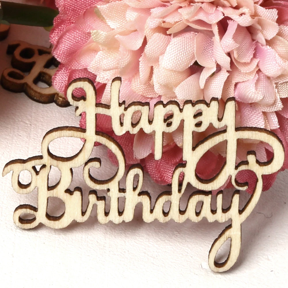 1 сумка &quotс днем рождения&quot деревянный ломтик ручной работы вырезание букв